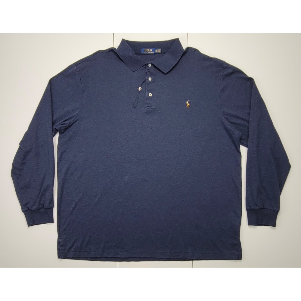 Polo Ralph Lauren Long Sleeve Polo Mens Size 2XLT Blue Classic Fit Cotton Jersey